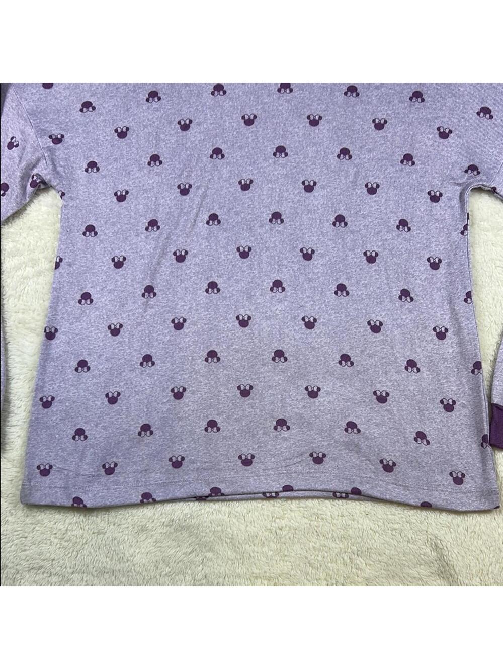 Disney Women’s Purple Mickey Mouse Print Long Sleeve Pajama Sleep Top Sz Med - Picture 5 of 12